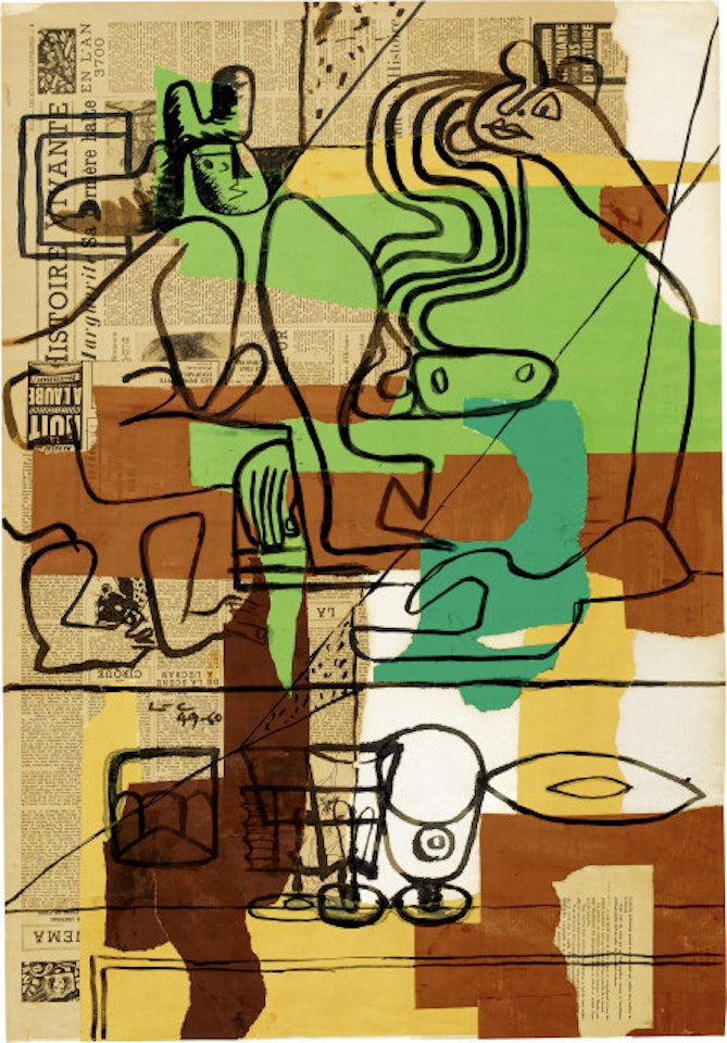 Deux nus féminins sur le thème de la pyrénéenne et nature morte by Le Corbusier