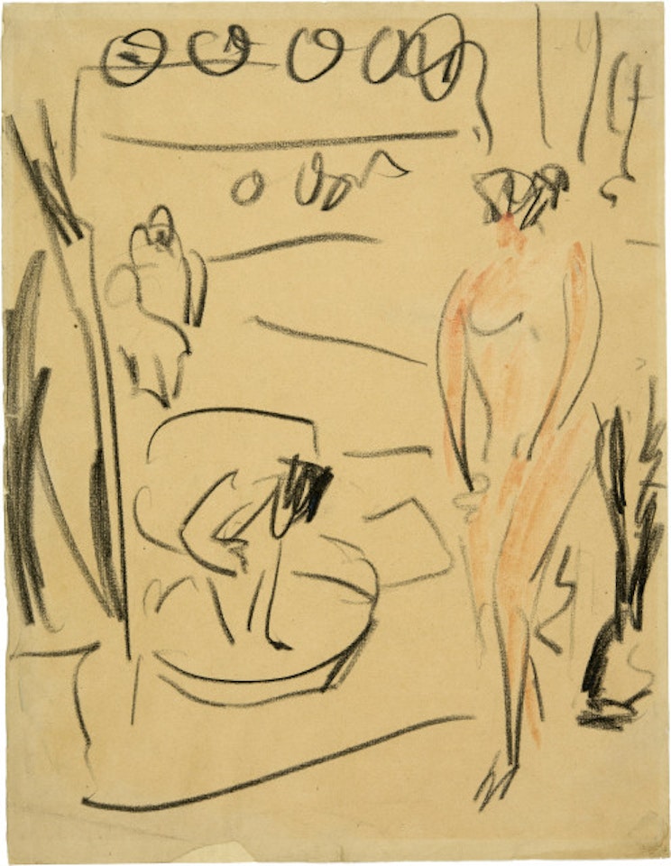 Zwei sich waschende Frauenakte by Ernst Ludwig Kirchner