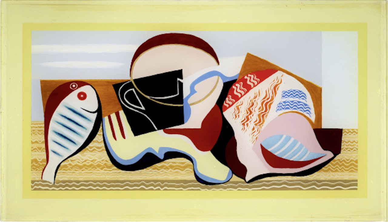  Still life with fish, cup and shell by Louis Marcoussis