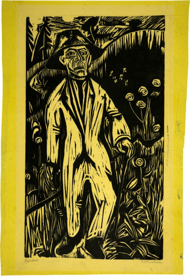 Gehender Mann in der Wiese by Ernst Ludwig Kirchner