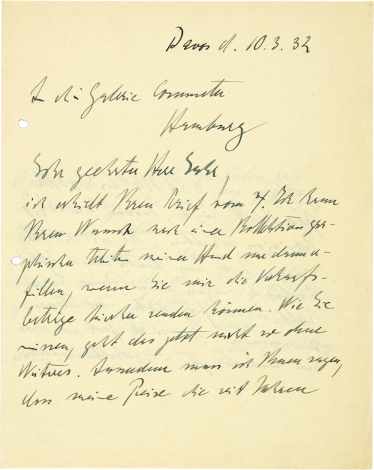  Handwritten letter to Wilhelm Suhr, owner of the Commeter Gallery in Hamburg by Ernst Ludwig Kirchner