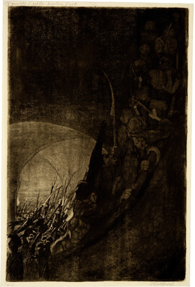 Armament in a vault Sheet 4 from the cycle “Peasants’ War” by Kathe Kollwitz