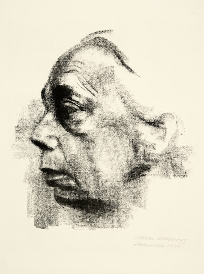 Self-portrait in profile to the left Jump by Kathe Kollwitz