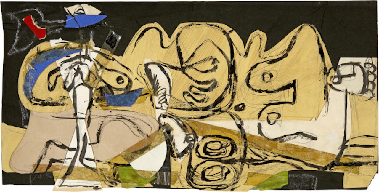 Étude sur le thème de la biche, nu de femme allongée et nature morte by Le Corbusier