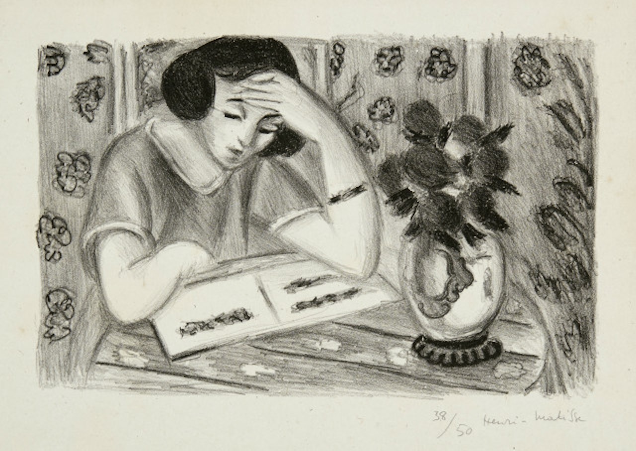 Liseuse au bouquet de roses by Henri Matisse