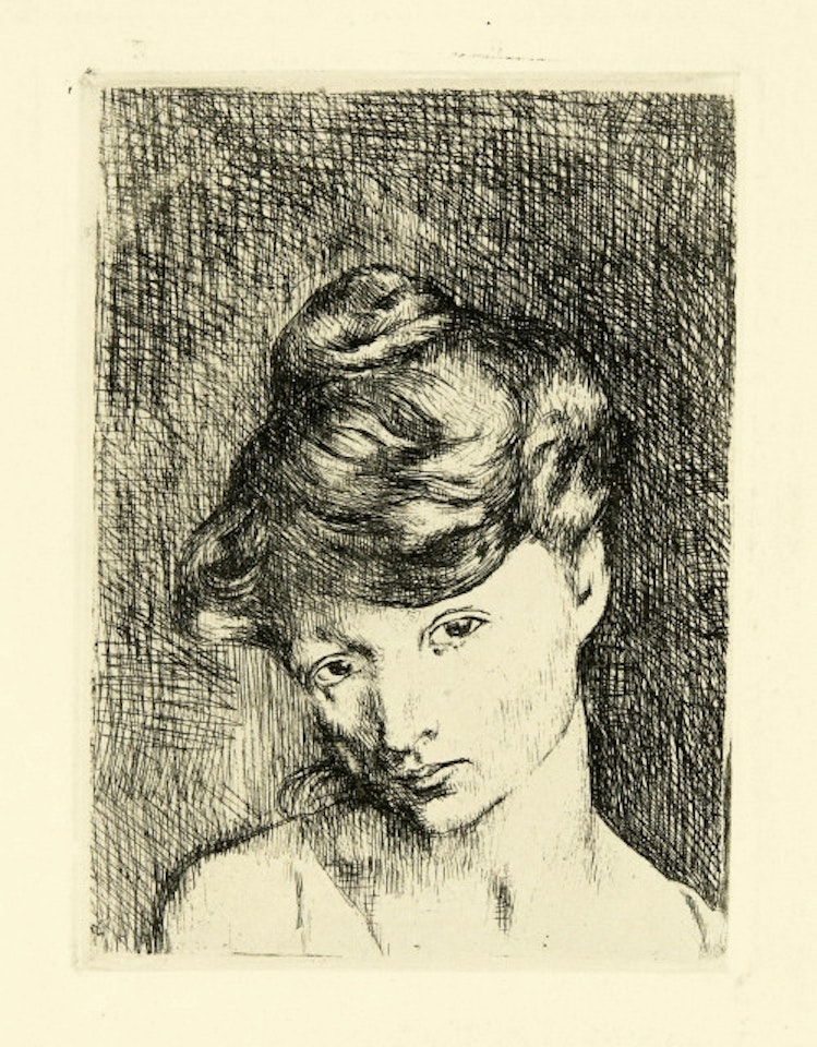 Head of a woman: Madeleine Blatt 2 of the Folge "The Saltimbanques" Paris by Pablo Picasso