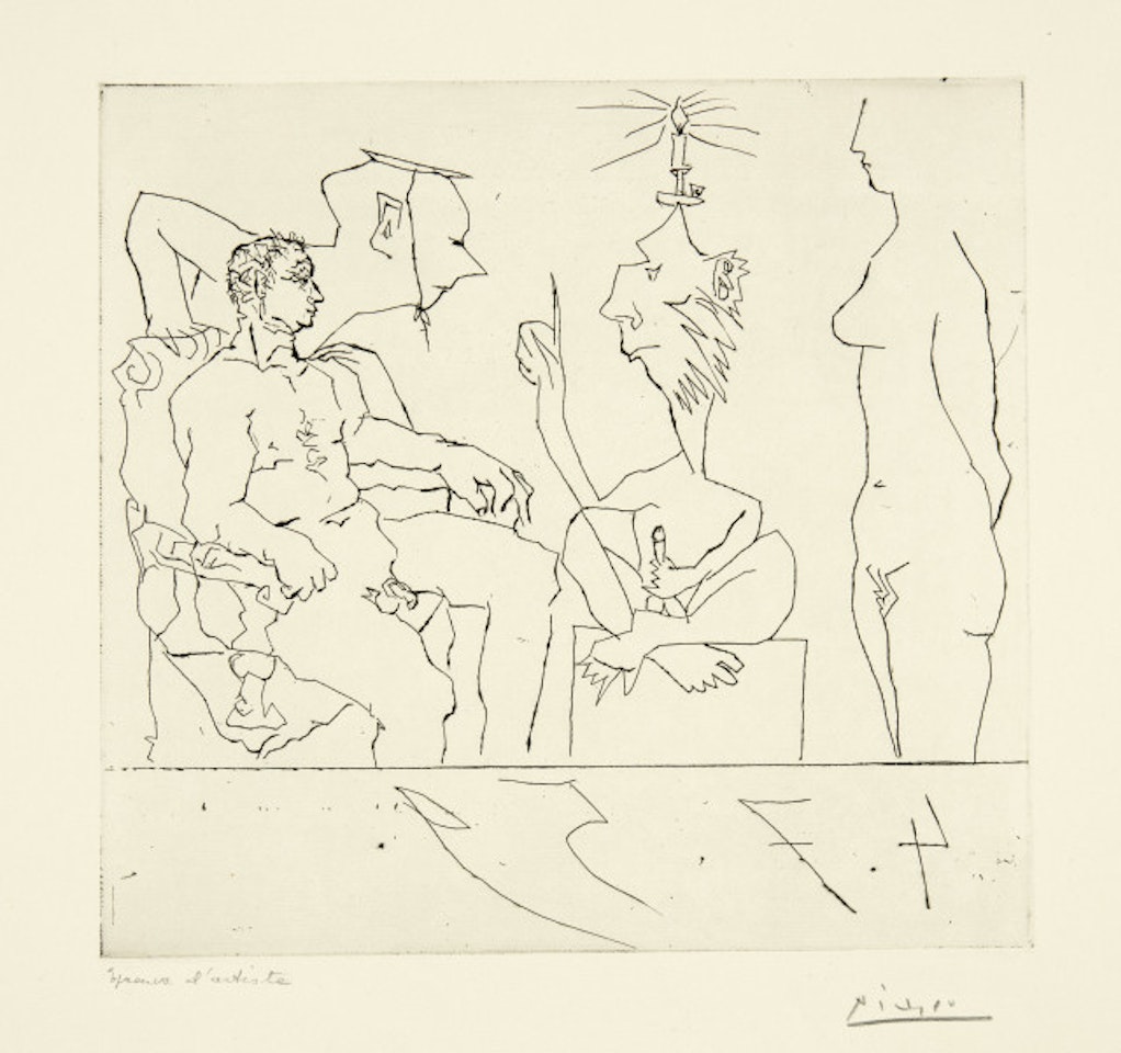  Philosopher speaking before a notable, with naked woman on the right Cannes by Pablo Picasso