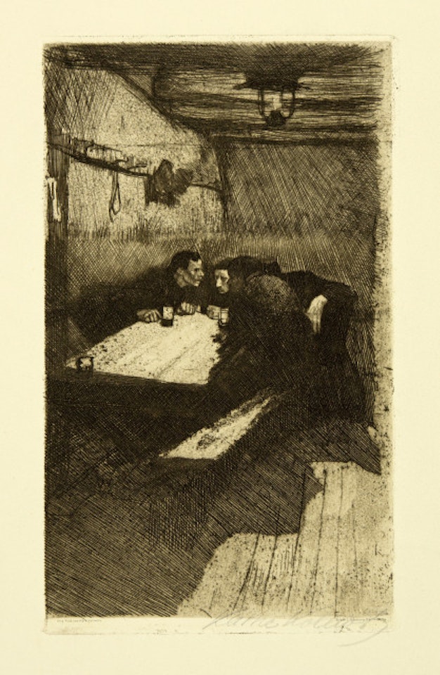 Beratung Verworfene erste Fassung des dritten Blattes des Zyklus "Ein Weberaufstand" by Kathe Kollwitz