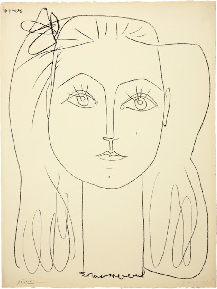 Françoise with a bow in her hair by Pablo Picasso