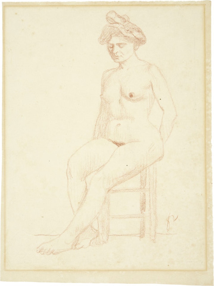 Nu assis de face sur tabouret by Félix Vallotton