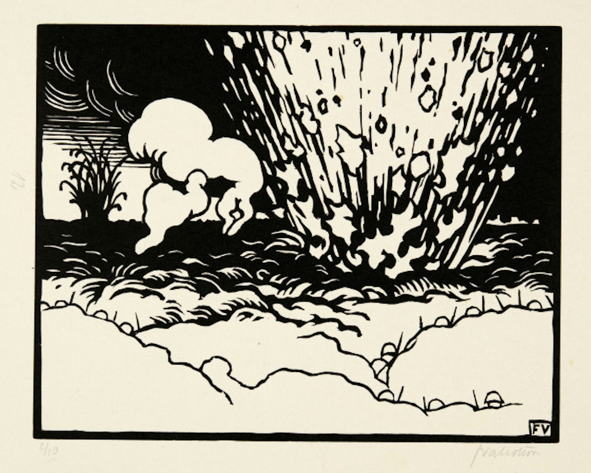 "C"est la Guerre!" Folge von 6 Blatt Holzschnitten, in Orig.-Kart.-Umschlag mit Aufdruck by Félix Vallotton