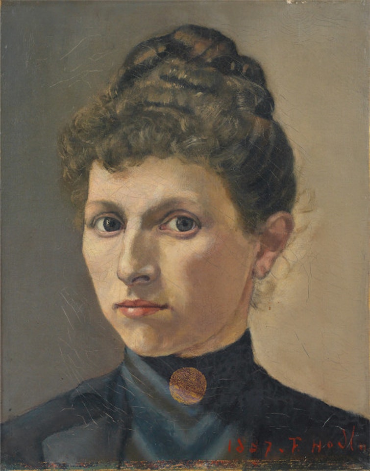 Portrait of a woman with her hair pinned up - portrait of an unknown person by Ferdinand Hodler