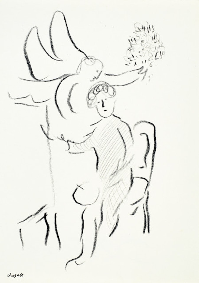 Le Peintre visité par l"ange by Marc Chagall