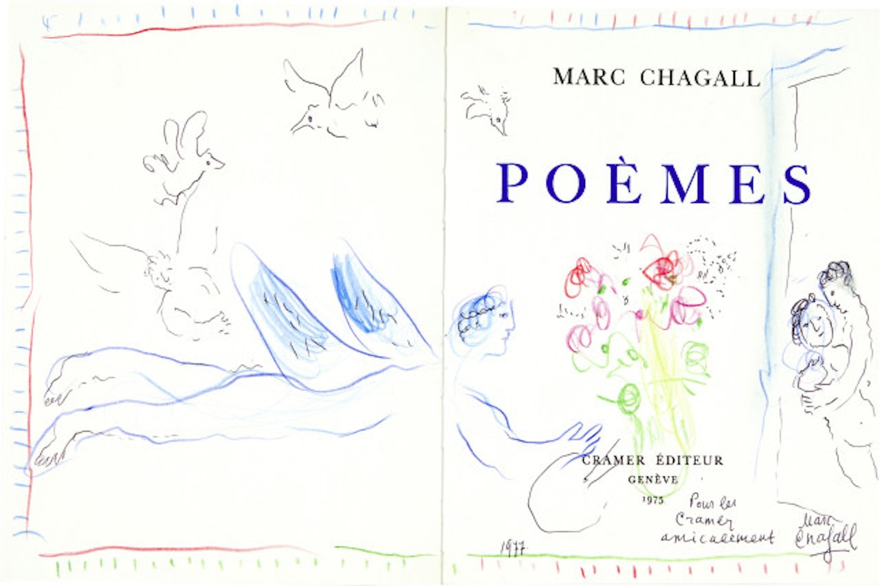 L"Ange-paintre au bouquet de fleurs pour les Cramer by Marc Chagall