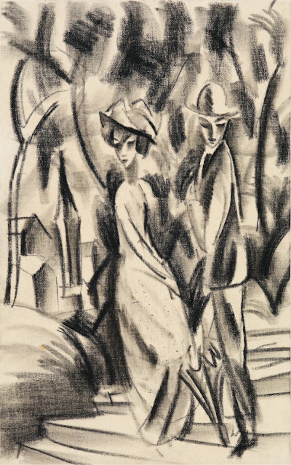Couple in the forest path by August Macke