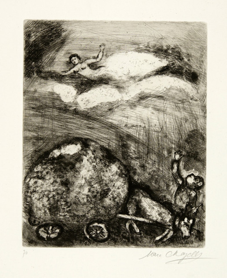 Le Charretier embourbé. - Le Charlatan; Sheets 70 and 71 from the album "Les Fables" by Marc Chagall