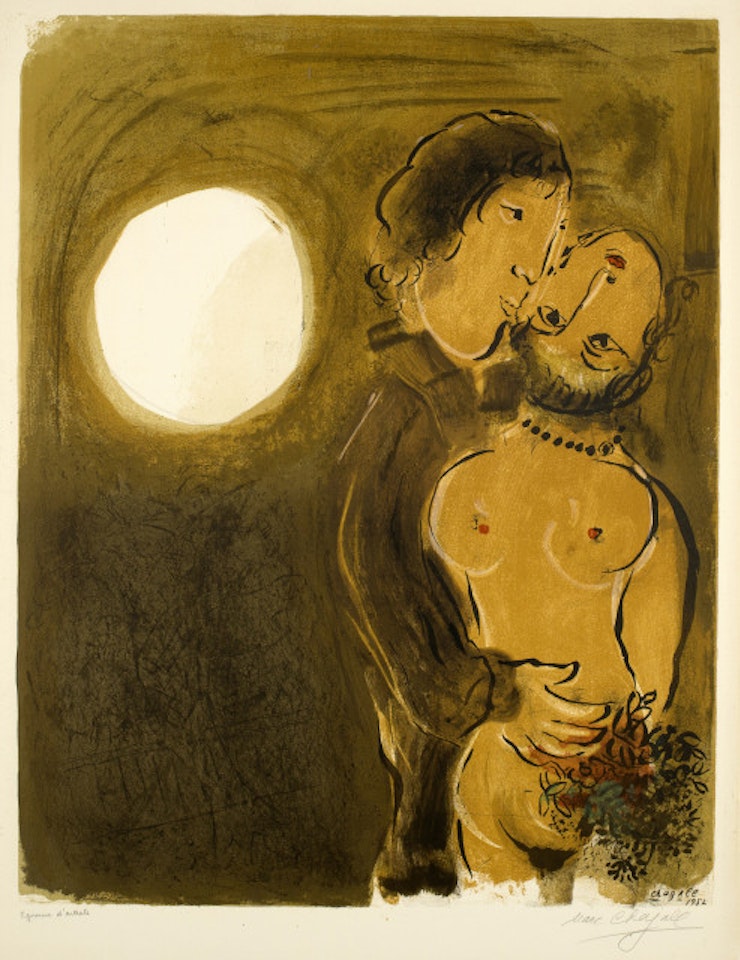 Couple en ocre by Marc Chagall