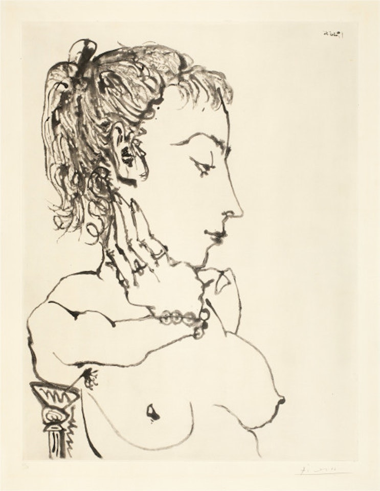 Bust of a woman in the queue of the cheval: Jacqueline; March 19, 1955 by Pablo Picasso