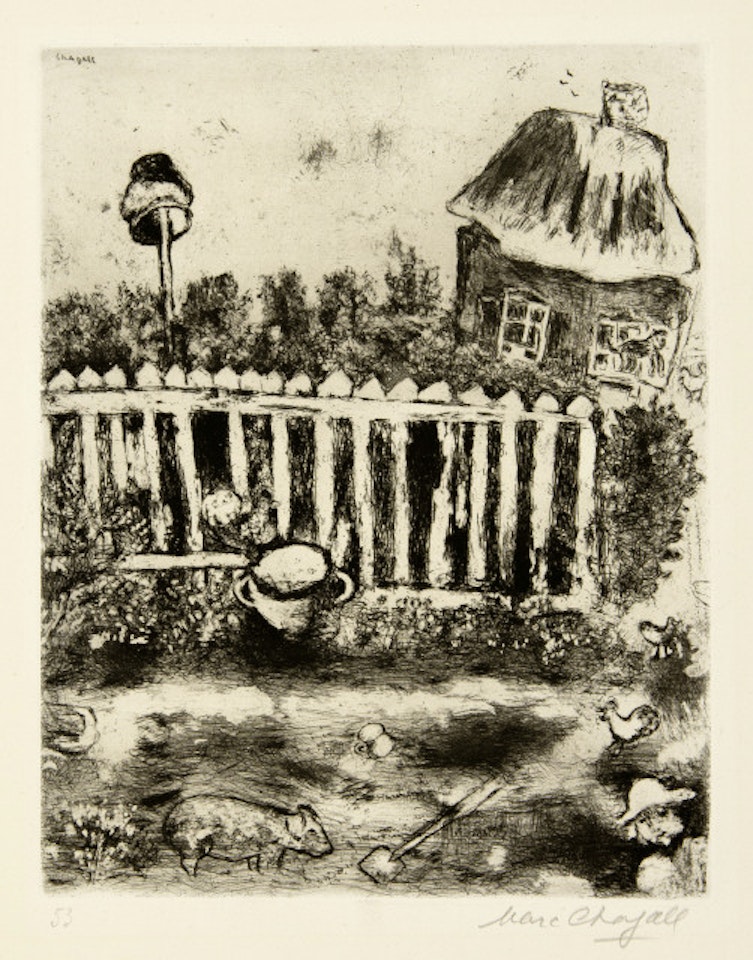 Le pot de terre et le pot de fer; Sheet 53 of the episode "Les Fables de la Fontaine" by Marc Chagall