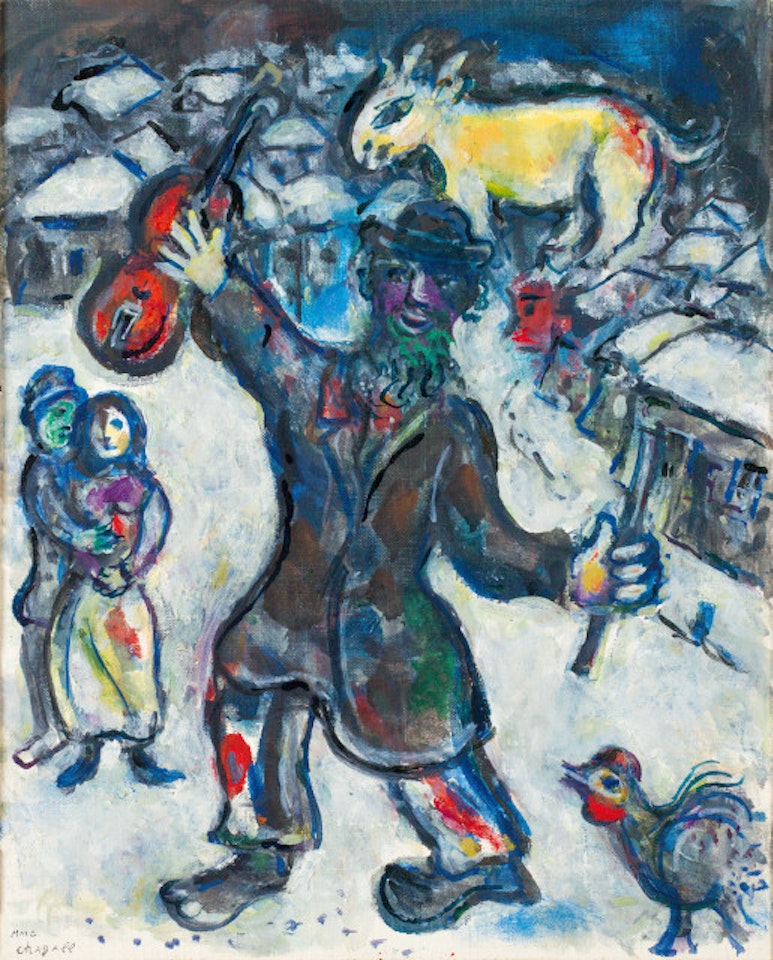 Le violinist au village enneigé by Marc Chagall