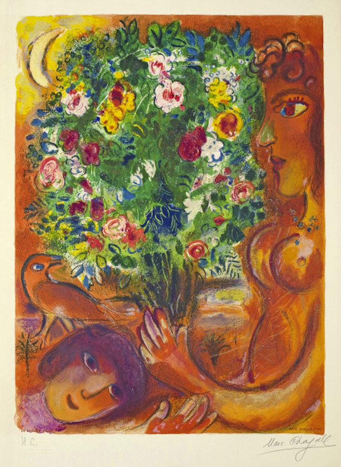 Woman in a bouquet by Marc Chagall