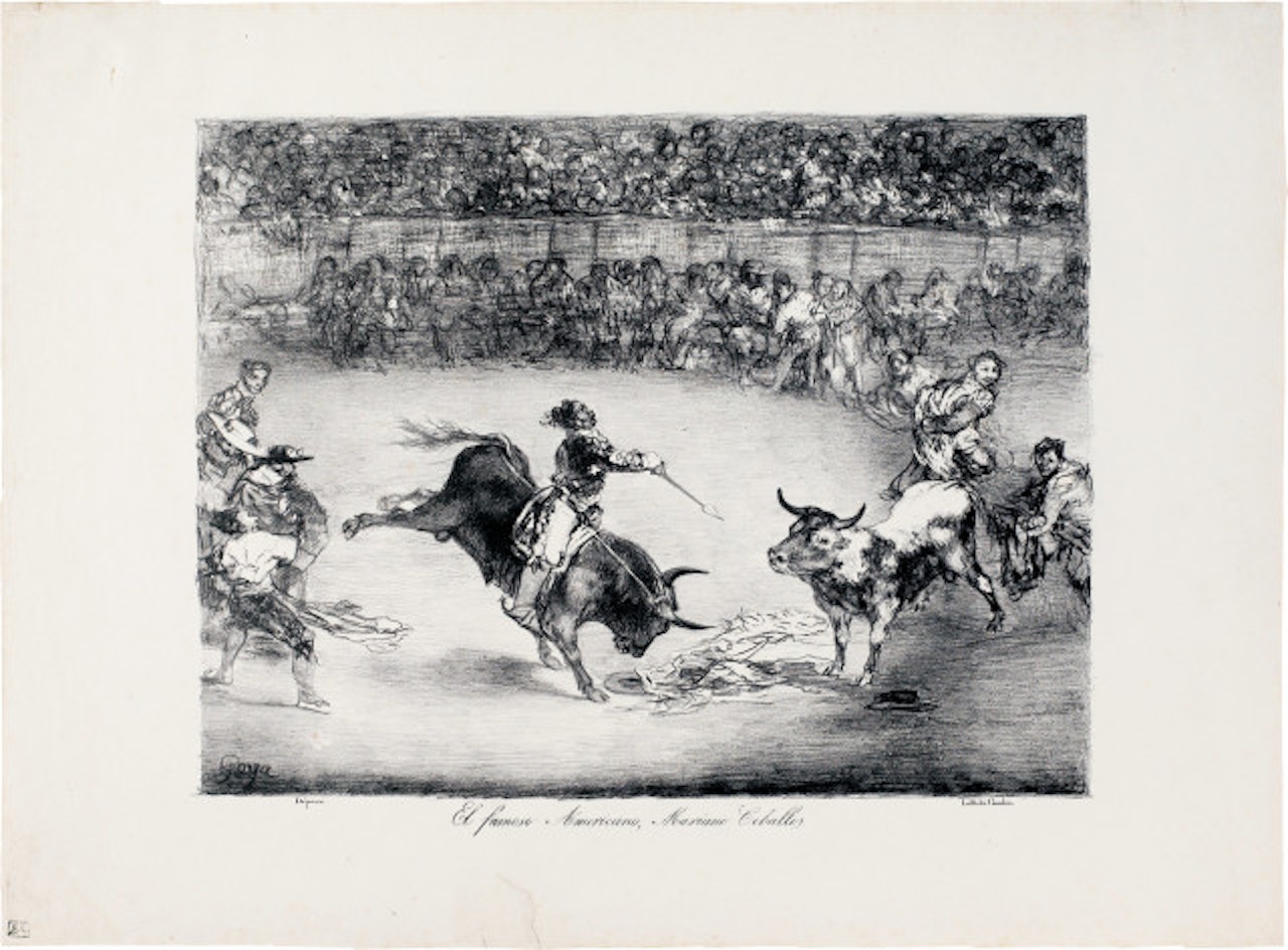 Sheet 1 of the 4-sheet series "Toros de Burdeos" by Francisco José de Goya