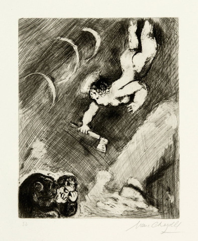 Le Bucheron and Mercure; Sheet 52 of the episode "Les Fables de la Fontaine" by Marc Chagall