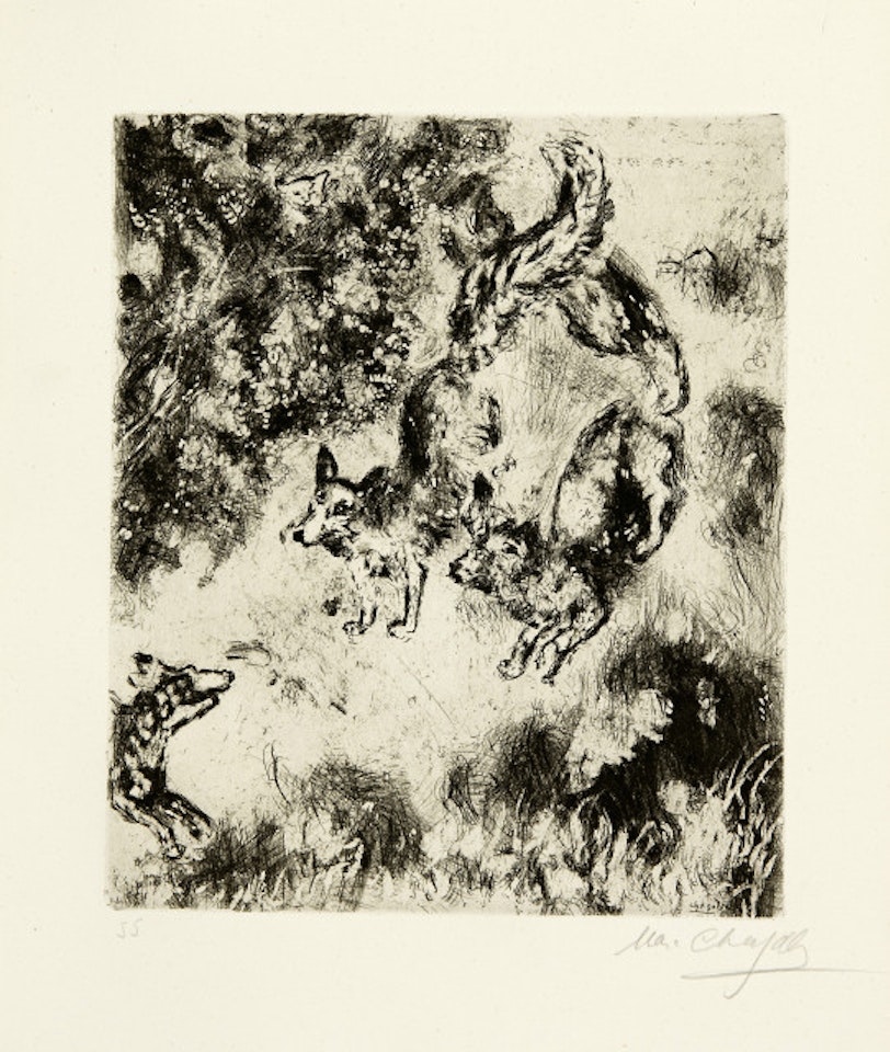 Le Renard ayant la queue coupée; Sheet 55 of the episode "Les Fables de la Fontaine" by Marc Chagall