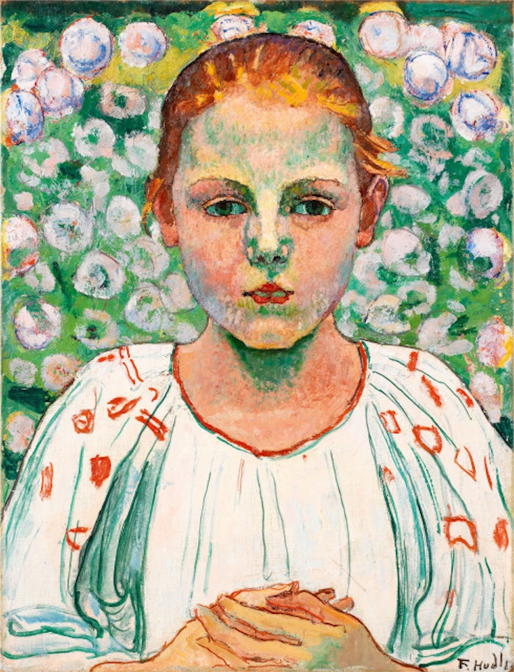 In the Garden - Portrait of a Girl - Portrait of Käthe von Bach (In the Garden) by Ferdinand Hodler