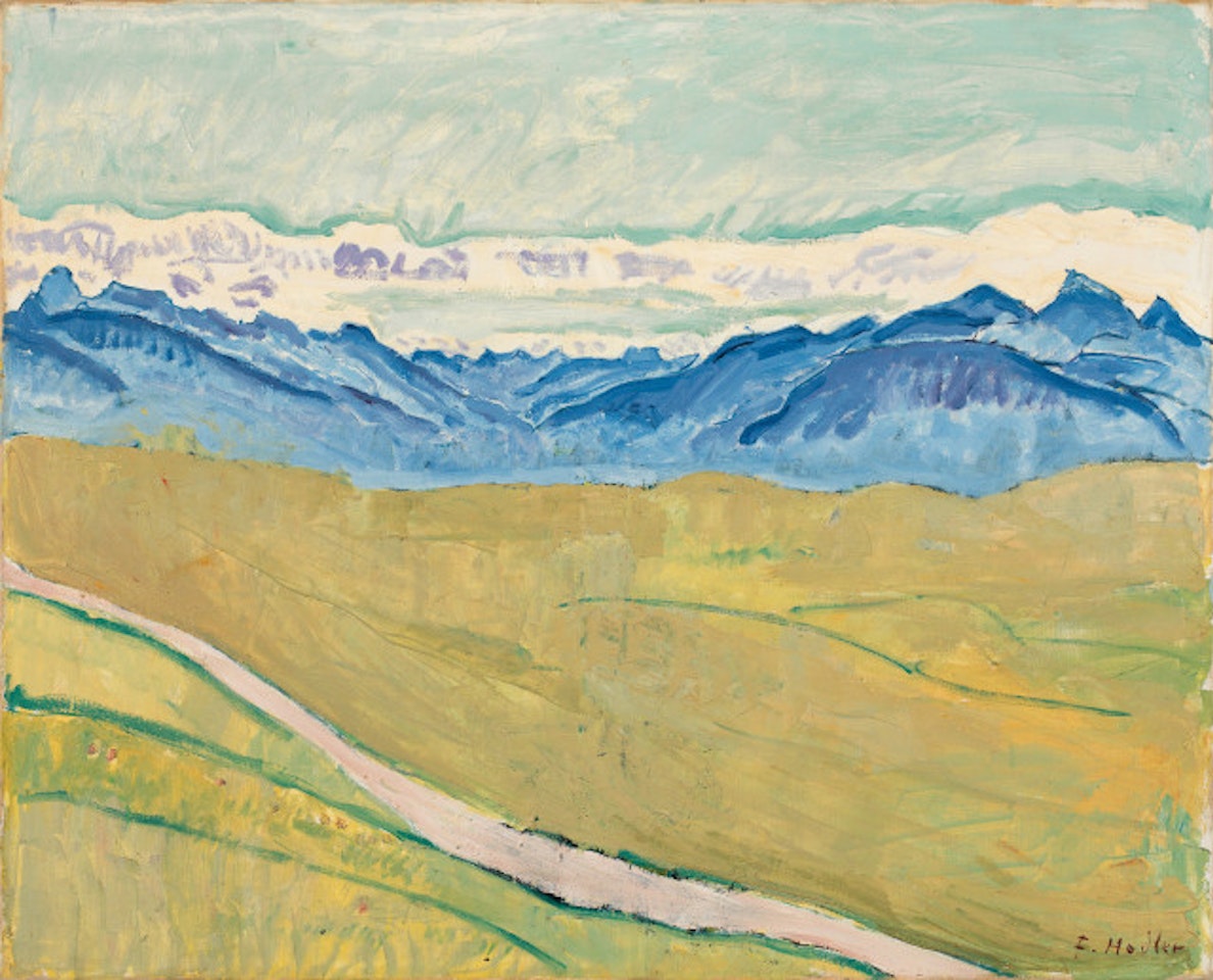 Valais landscape - view from Crans Montana up the valley by Ferdinand Hodler