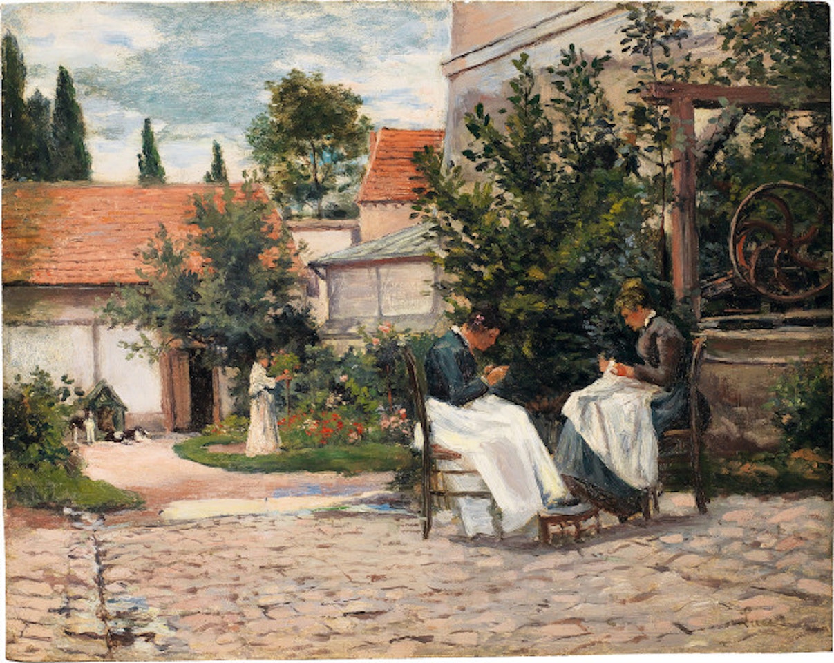 Gisors - La couture au garden by Maximilien Luce