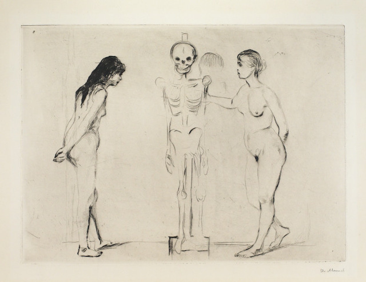 The women and the skeleton by Edvard Munch