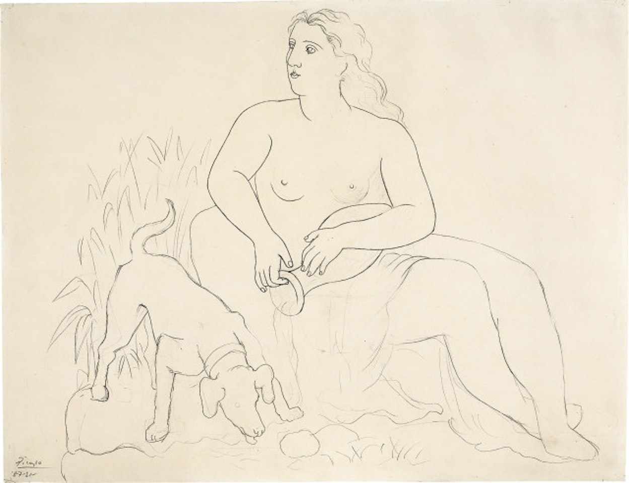 La Source / Femme au chien; Fontainebleau, July 8, 1921 by Pablo Picasso