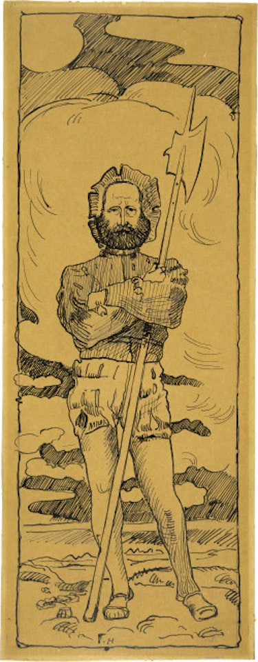 Landsknecht with halberd, full figure, de face by Ferdinand Hodler