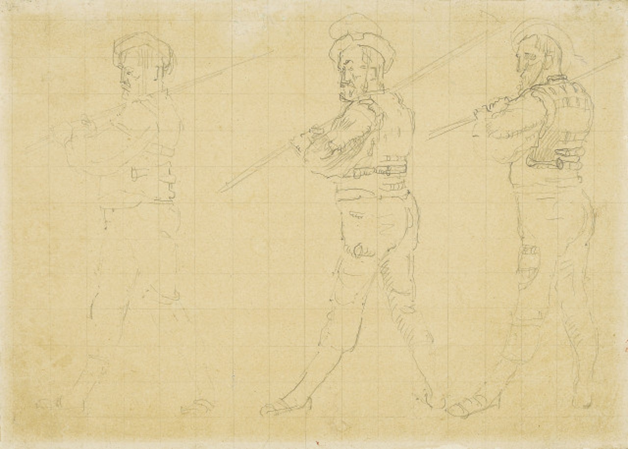 Three Warriors - Sketch for the "Retreat at Marignano" by Ferdinand Hodler