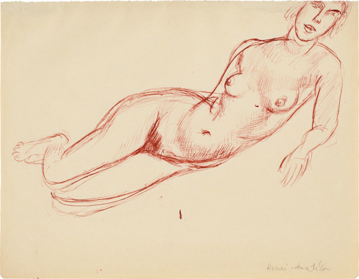 Now allongé vers la droite, s"appuyant sur le bras gauche by Henri Matisse