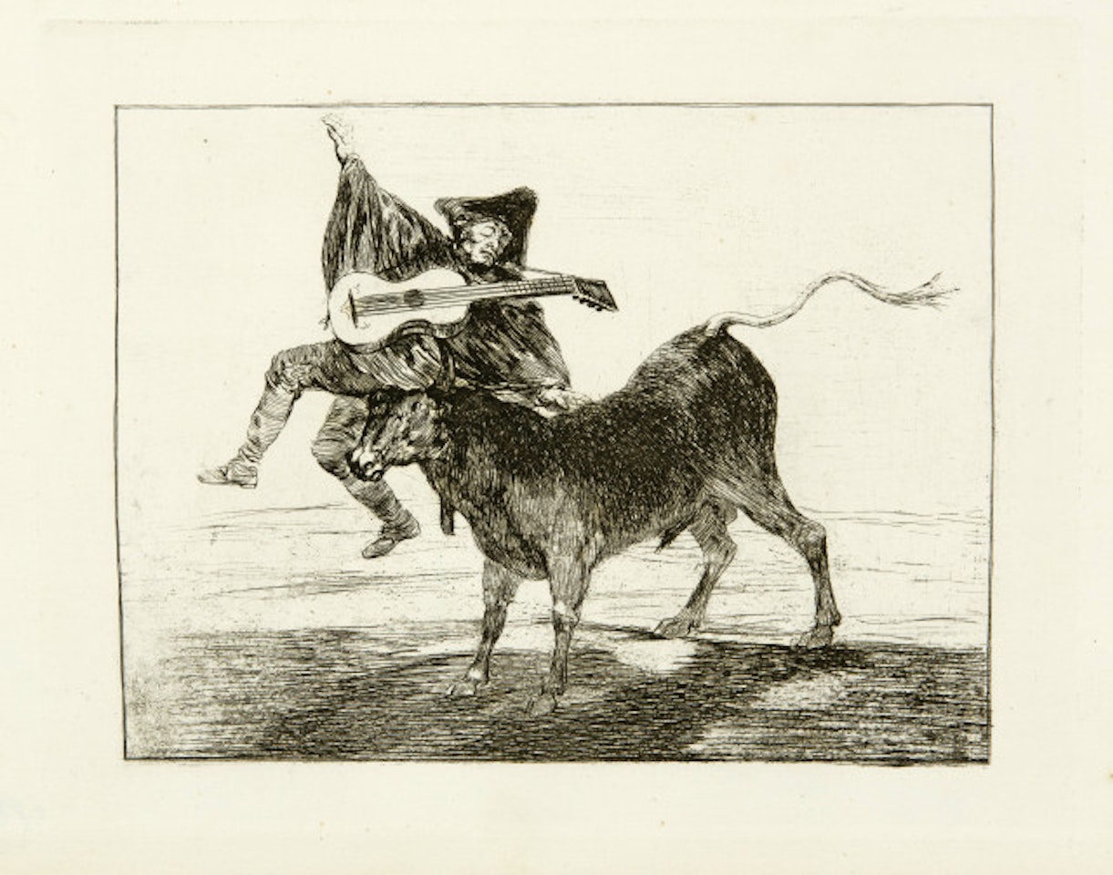 L"Aveugle enlevé sur les cornes d"un taureau by Francisco José de Goya