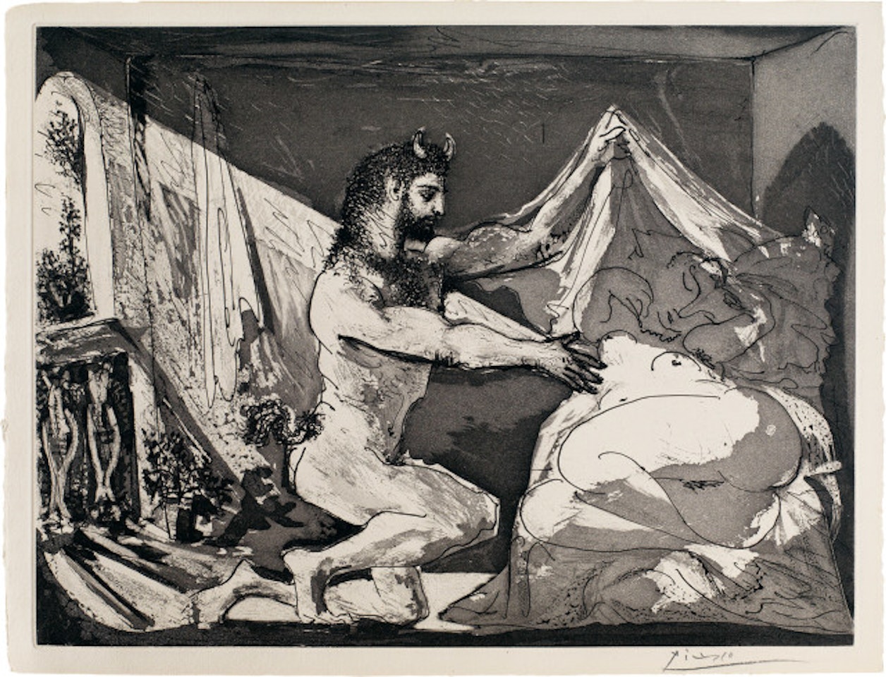 Faune dévoilant une dormeuse; Sheet 27 of the episode "Suite Vollard" by Pablo Picasso