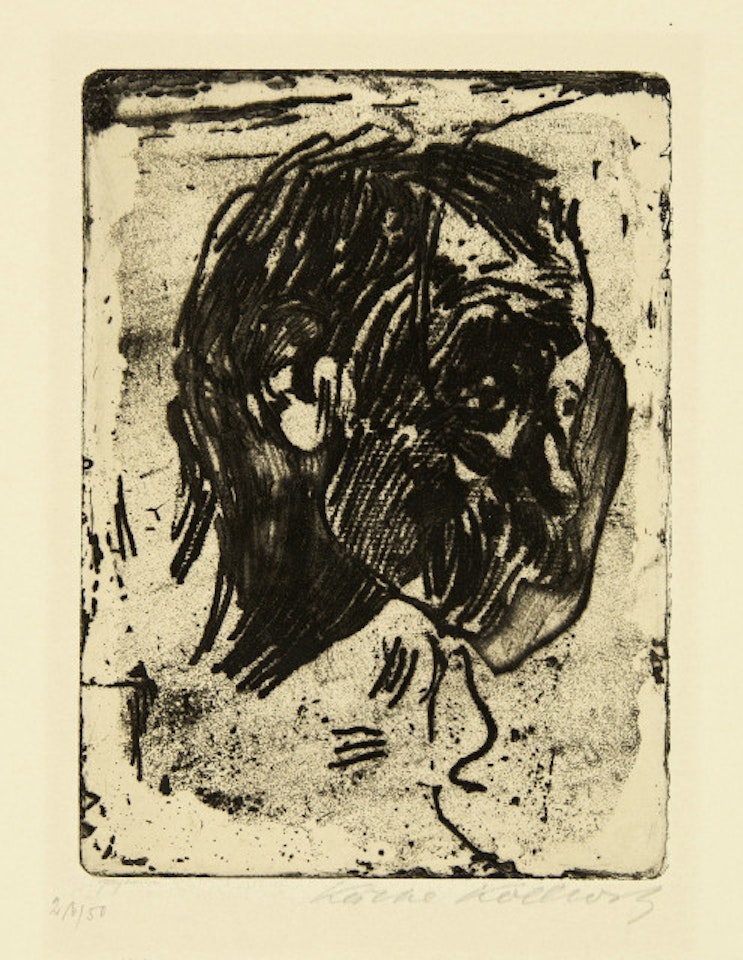 Man"s head to the right by Kathe Kollwitz