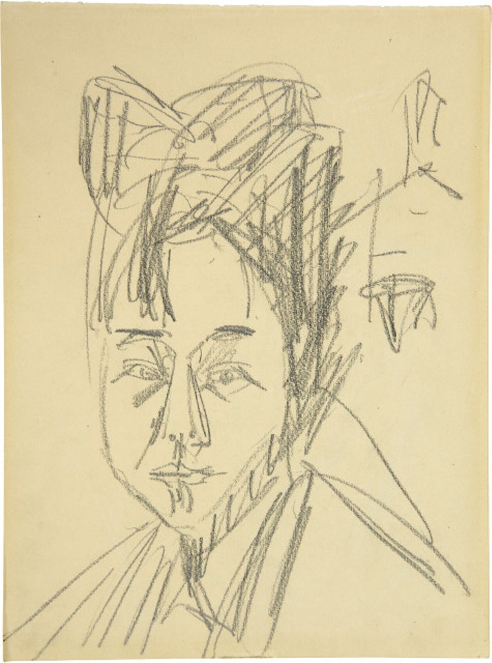 Woman"s head - verso: smoking woman by Ernst Ludwig Kirchner