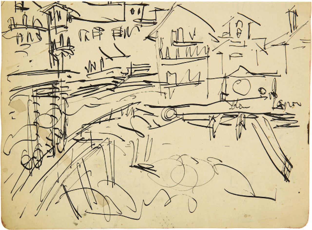 Group of houses - probably Davos by Ernst Ludwig Kirchner