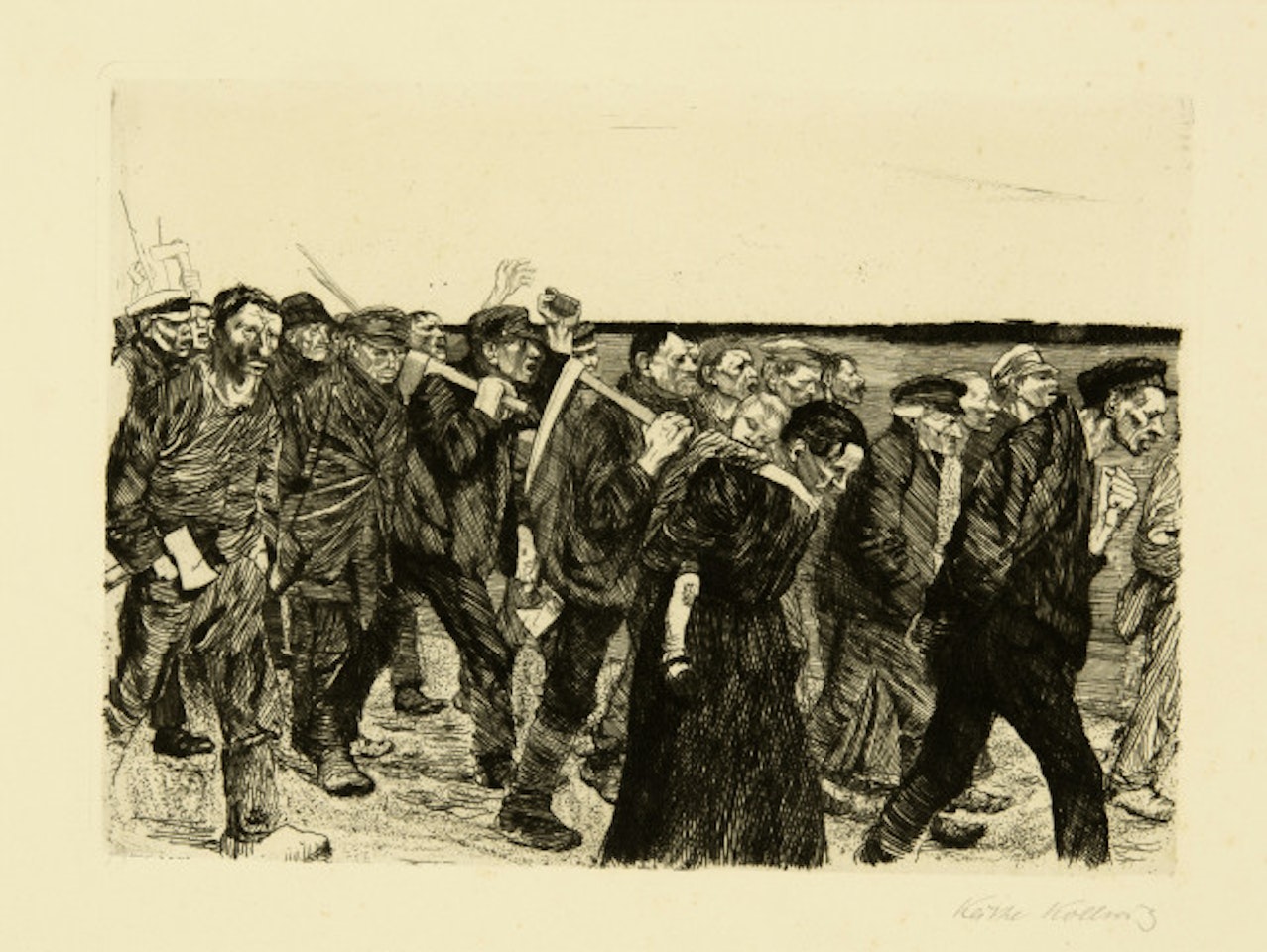 Weaver train Sheet 4 from the cycle “A Weavers" Revolt” by Kathe Kollwitz