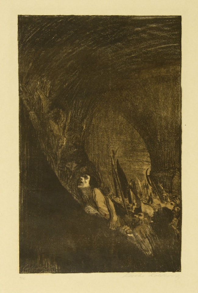 Armament in a vault; Rejected version of the fourth sheet of the “Peasants" War” cycle by Kathe Kollwitz