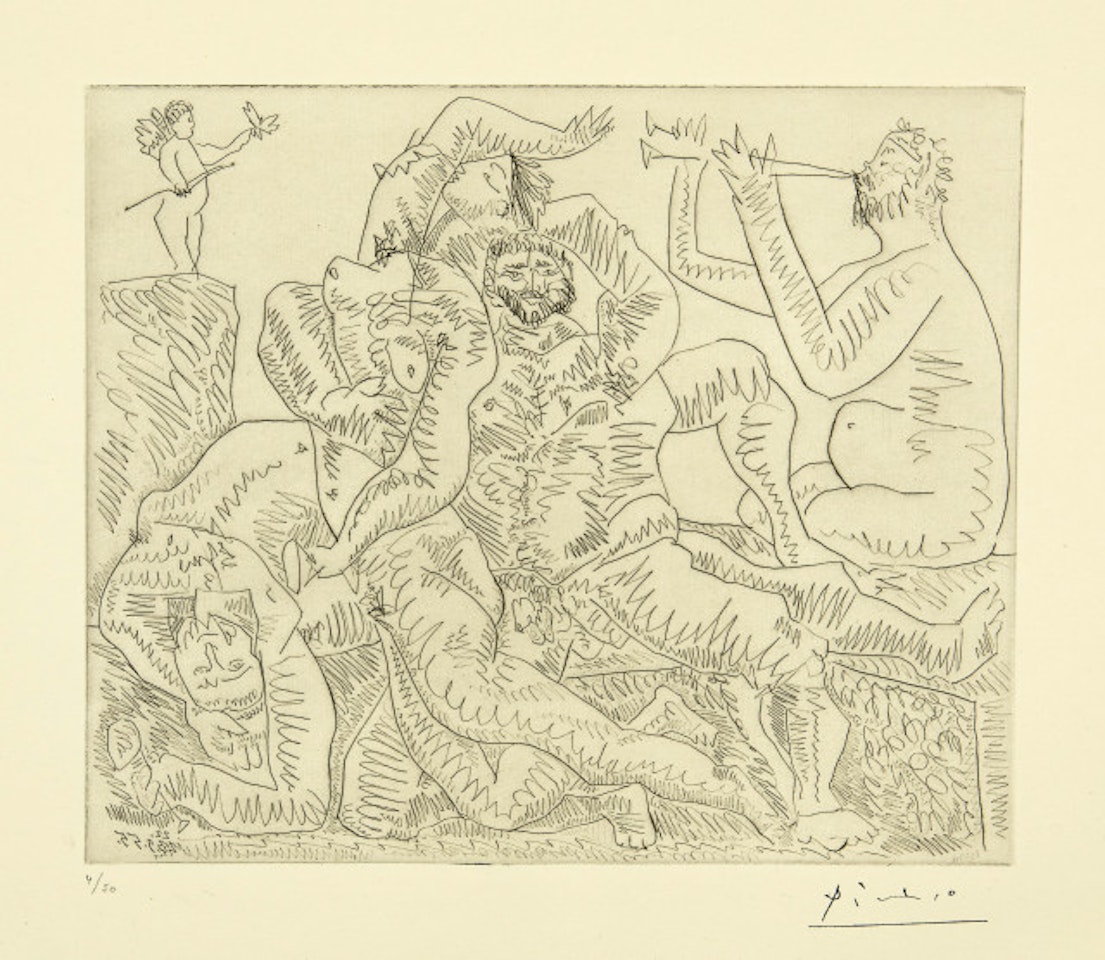 Bacchanale, with Eros en haut à gauche Cannes, September 22 and 23, 1955 by Pablo Picasso