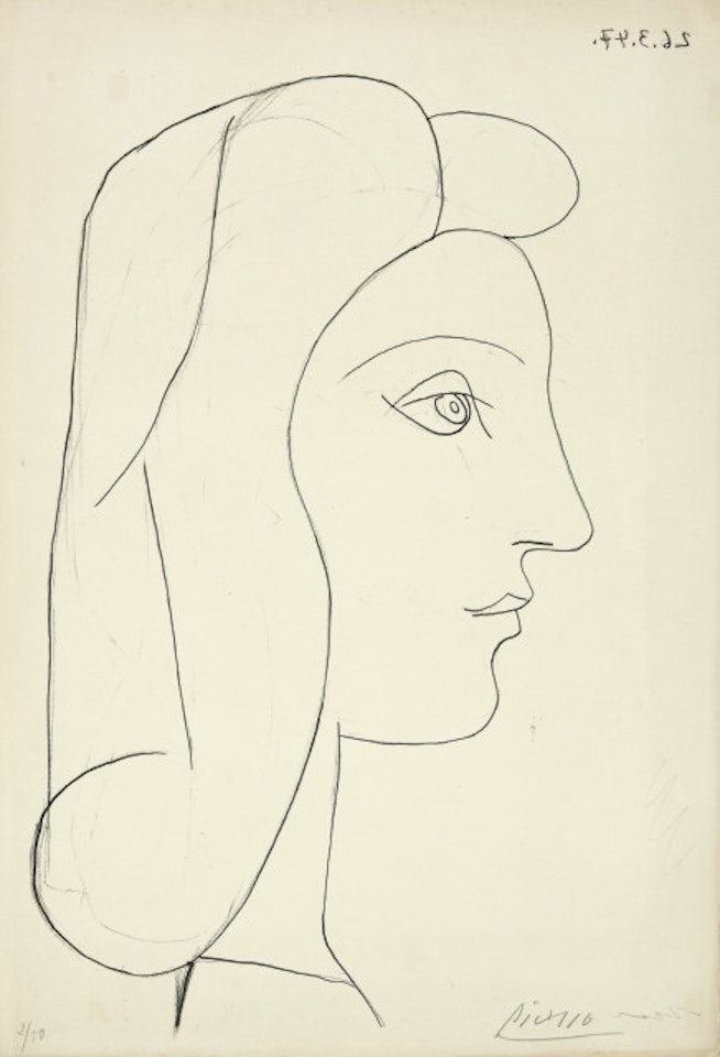 Female profile; March 26, 1947 by Pablo Picasso