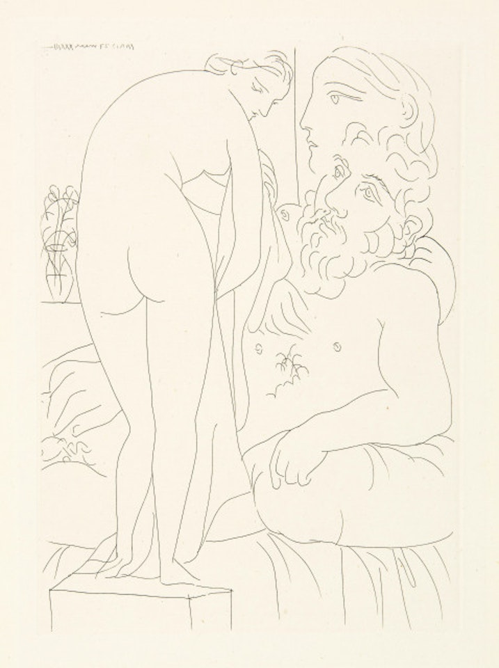 Sculpteur au repos, with Marie-Thérèse and her representation in Venus Pudique; Sheet 51 of the “Suite Vollard” by Pablo Picasso