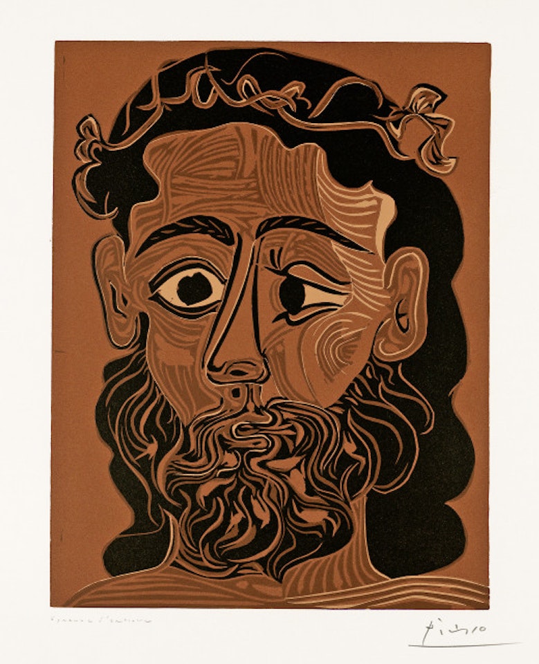 Homme barbu couronné de feuilles de vigne; March 2, 1962 by Pablo Picasso