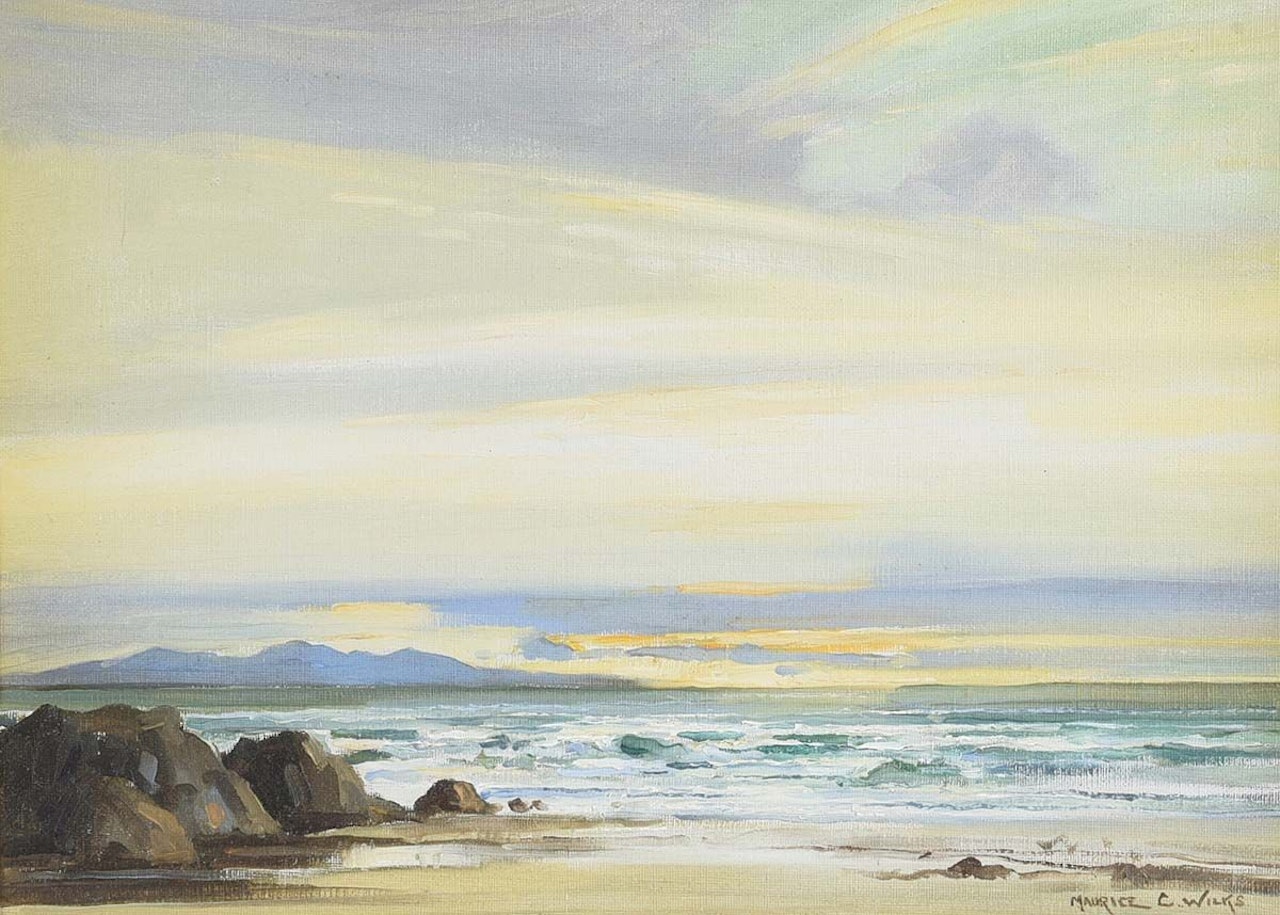 "INCOMING WAVES ON THE ANTRIM COAST" by Maurice Canning Wilks