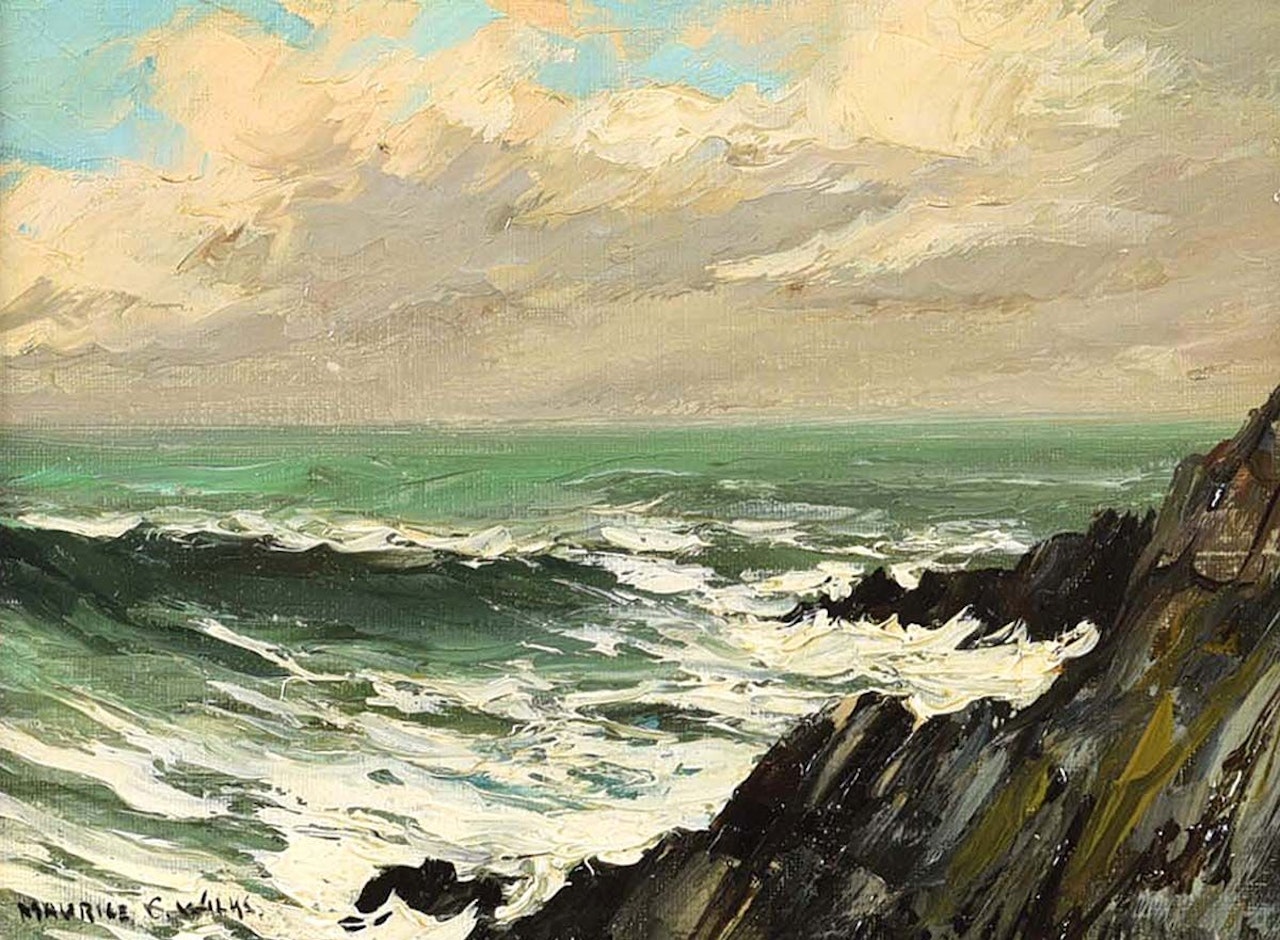 "WAVES ON THE ANTRIM COAST" by Maurice Canning Wilks