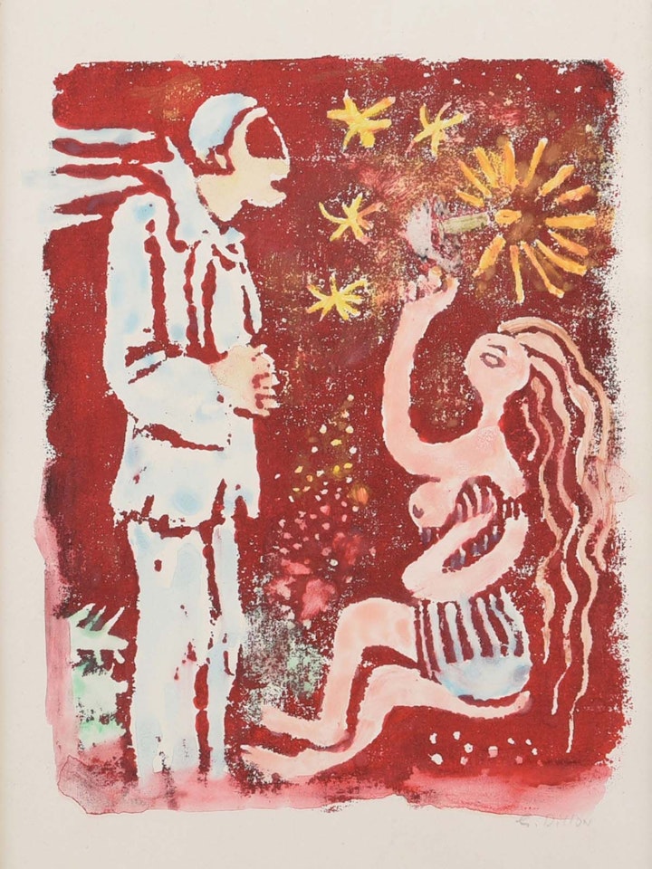 "PIERROT & NUDE" by Gerard Dillon